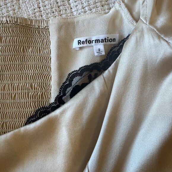 NWOT Reformation Rita Silk Top Cream - Picture 6 of 7